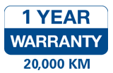 1 Year Warranty - 20,000 KM
